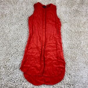 Cotton On Women’s Red High Low Sleeveless Button Down Blouse Top